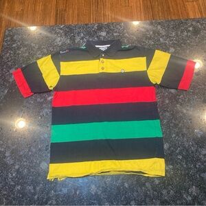 Vintage Southpole Polo Shirt Mens Small Patch Short Sleeve Striped Hip Hop Skate